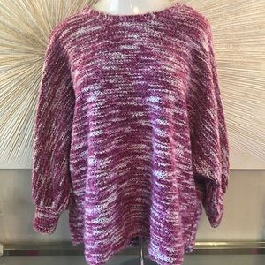 NWOT ANDREE BY UNIT VARIOUS SHADES OF PINK AND WHITE DOLMAN SLEEVE SWEATER
